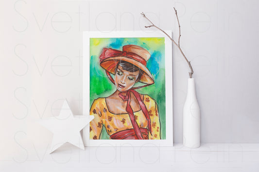 Audrey Hepburn, ORIGINAL Watercolour Painting, Artwork by Svetlana Pelin