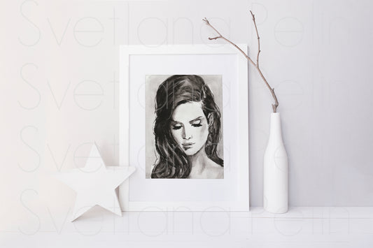 Lana Del Rey, LD, ORIGINAL watercolor painting, Artwork by Svetlana Pelin