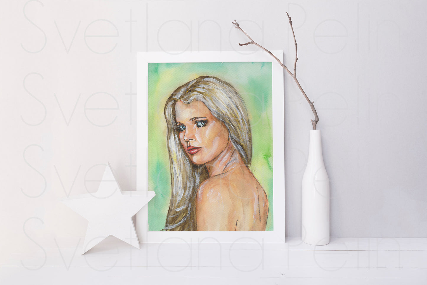 Kim Basinger, ORIGINAL Watercolor Painting, Artwork by Svetlana Pelin