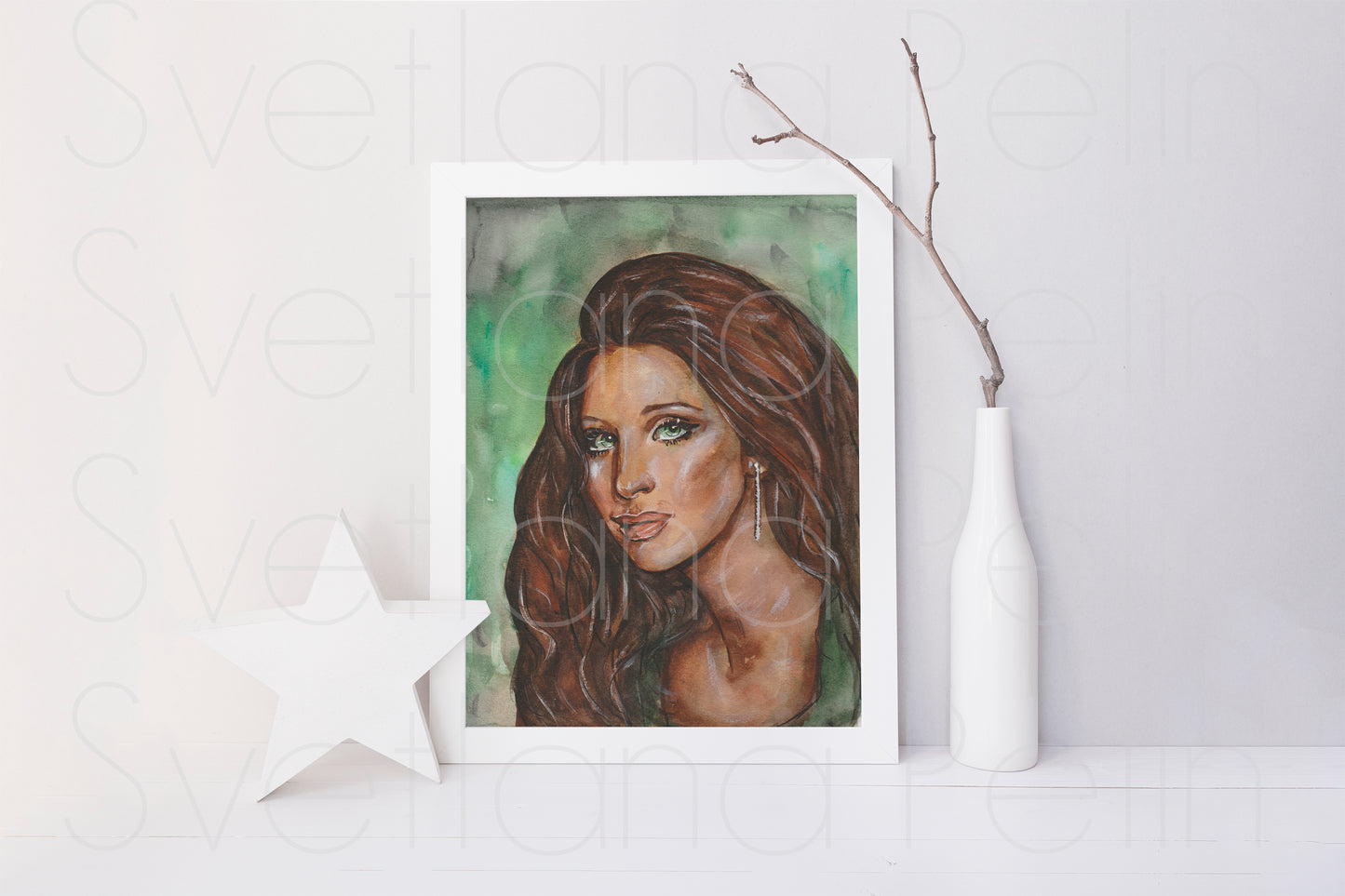 Barbra, BS, ORIGINAL Watercolor Painting, Artwork by Svetlana Pelin