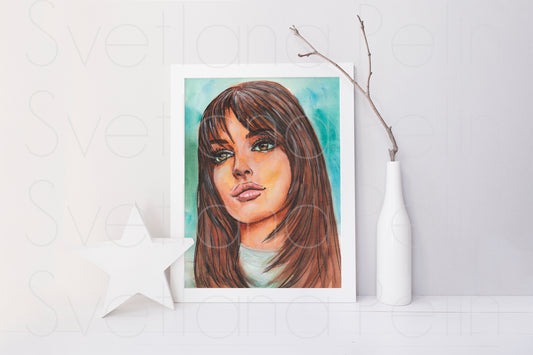 Anne Hathaway, ORIGINAL Watercolour Painting, Artwork by Svetlana Pelin