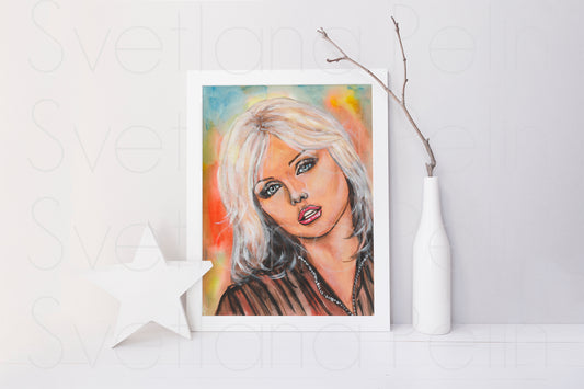 Deborah Ann Harry, Blondie, ORIGINAL Watercolour Painting, Artwork by Svetlana Pelin