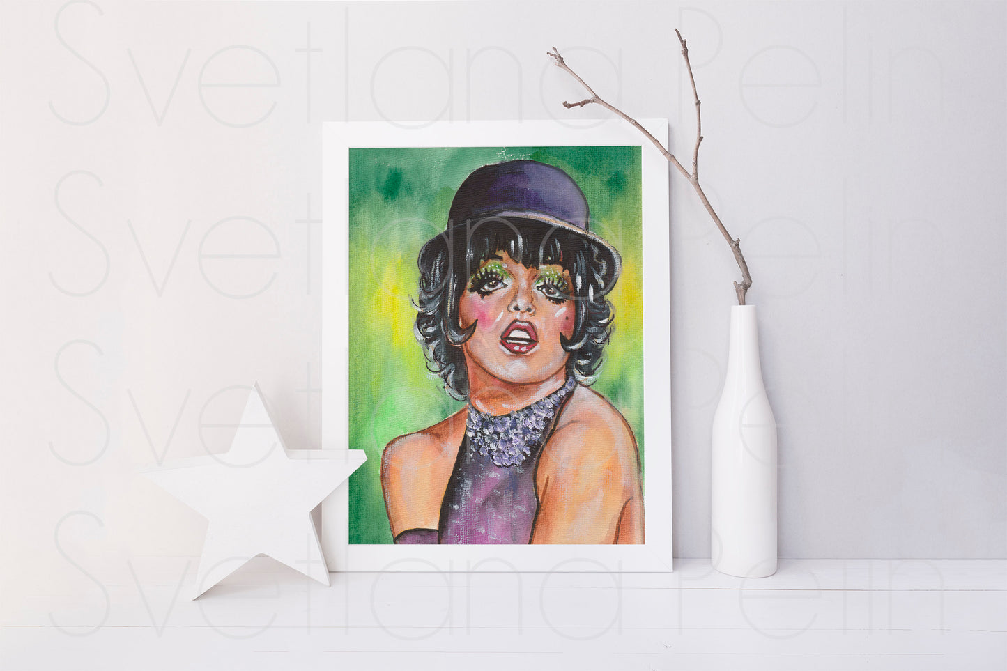 Liza Minnelli, ORIGINAL Watercolor Painting, Artwork by Svetlana Pelin