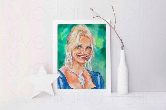 Cameron Diaz, ORIGINAL Watercolour Painting, Artwork by Svetlana Pelin