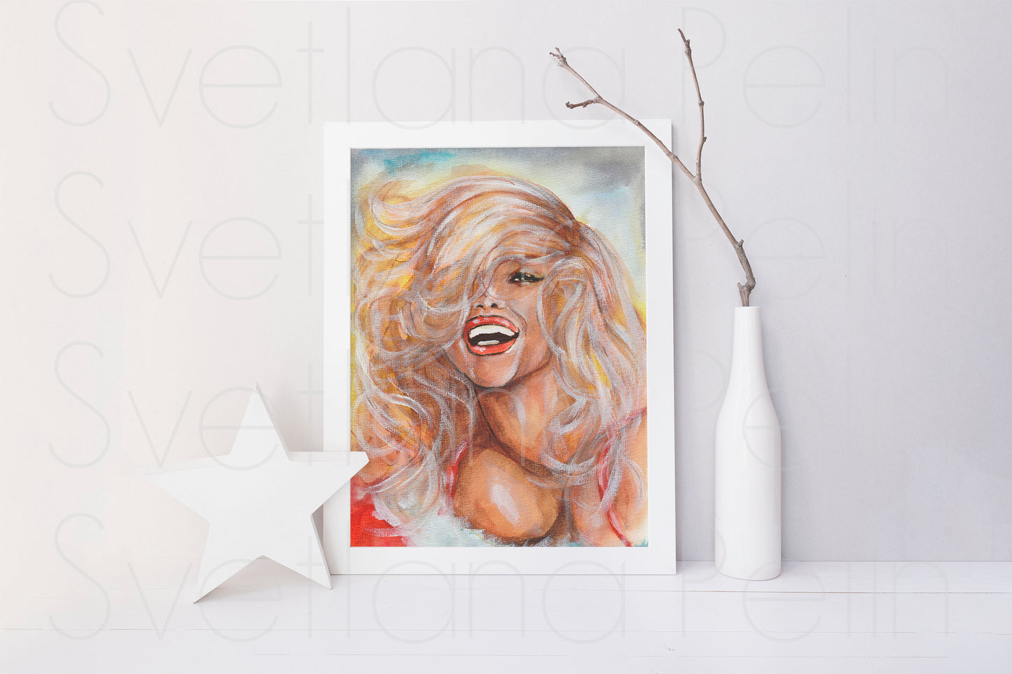 Anna Nicole Smith, ANS, ORIGINAL Watercolor Painting, Artwork by Svetlana Pelin