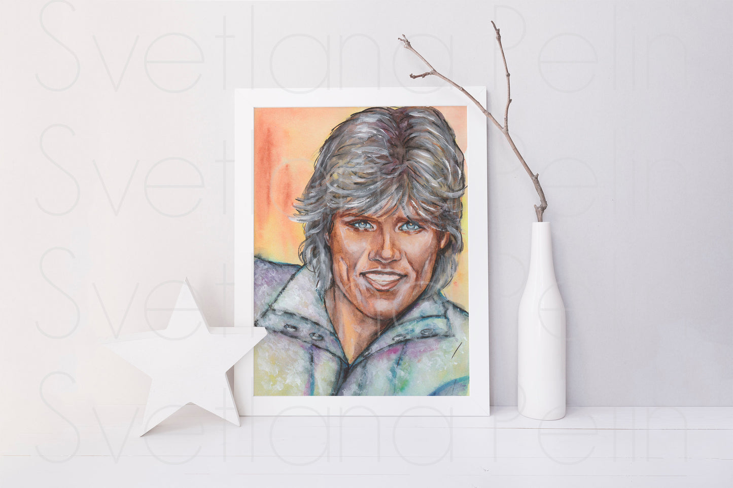 Dieter Bohlen, DB, MT, ORIGINAL Watercolor Painting, Artwork by Svetlana Pelin