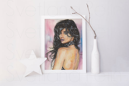 Penelope Cruz, ORIGINAL Watercolor Painting, Artwork by Svetlana Pelin