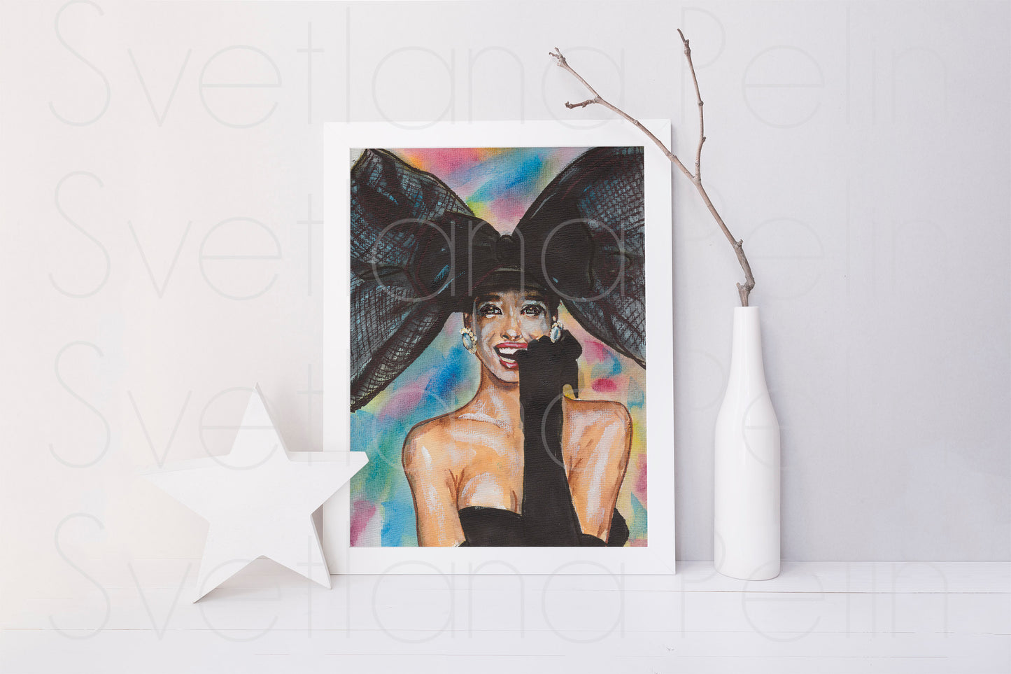 Christy Turlington, ORIGINAL Watercolour Painting, Artwork by Svetlana Pelin