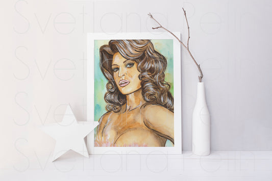 Eva Mendes, ORIGINAL Watercolour Painting, Artwork by Svetlana Pelin