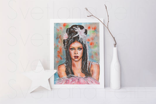 Shakira, ORIGINAL Watercolor Painting, Artwork by Svetlana Pelin