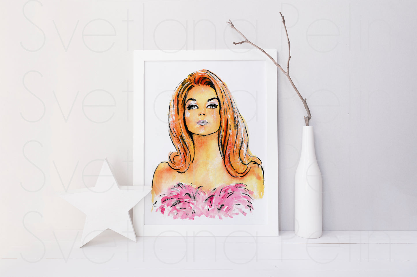 Ann-Margret, ORIGINAL Watercolour Painting, Artwork by Svetlana Pelin