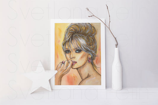 Kate Moss, ORIGINAL Watercolor Painting, Artwork by Svetlana Pelin