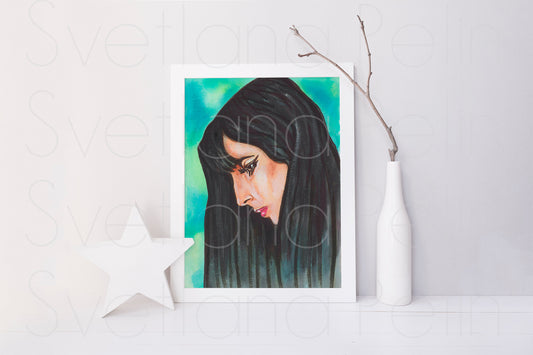 Cher, ORIGINAL Watercolour Painting, Artwork by Svetlana Pelin