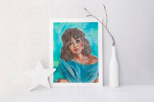 Jennifer Beals, ORIGINAL Watercolour Painting, Artwork by Svetlana Pelin