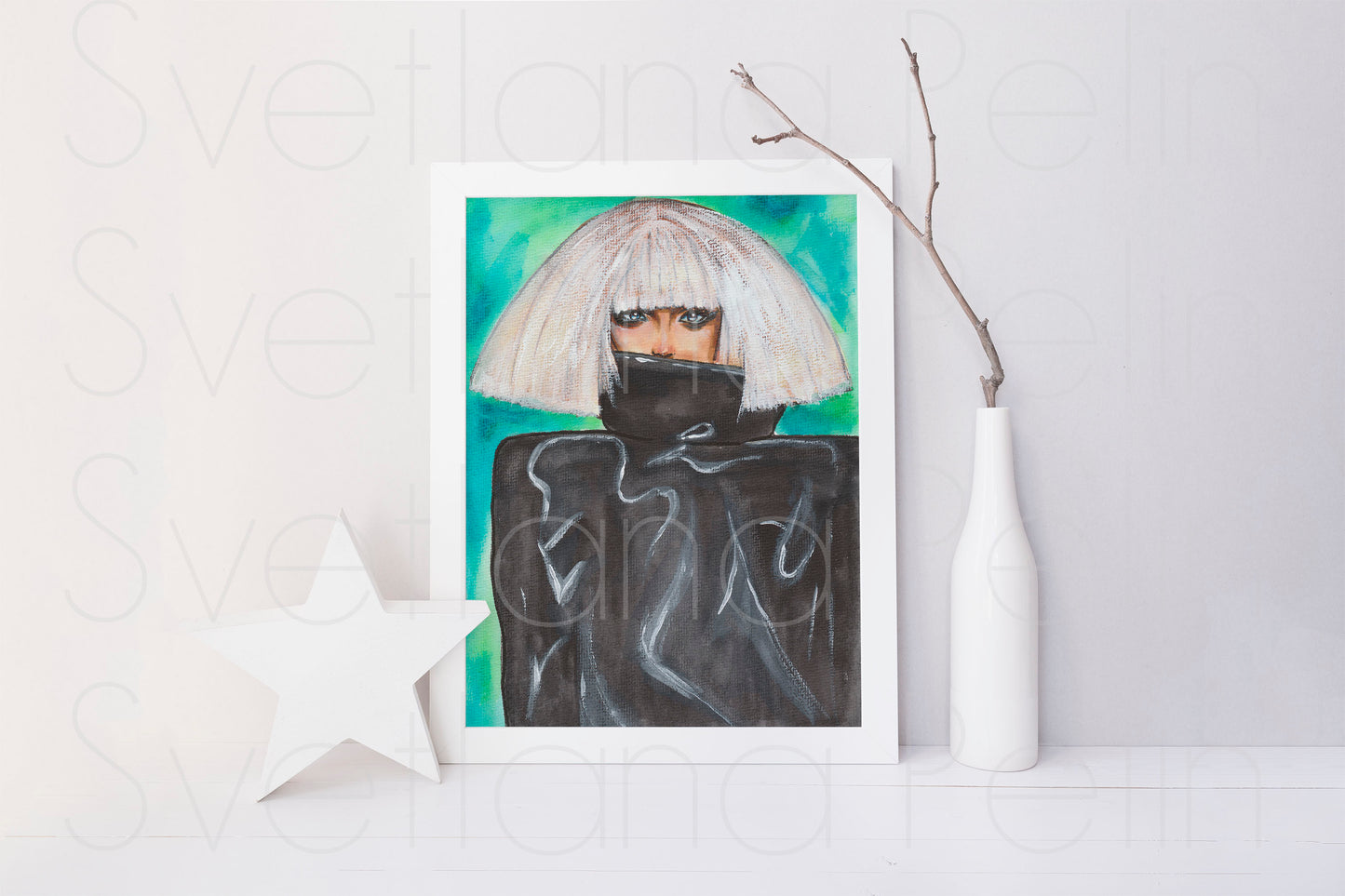 Lady Gaga, ORIGINAL Watercolor Painting, Artwork by Svetlana Pelin