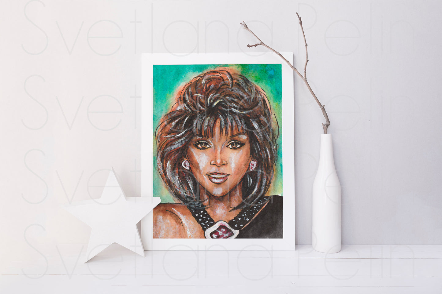 Victoria Principal, Pamela Barnes Ewing, Dallas, ORIGINAL Watercolor Painting, Artwork by Svetlana Pelin