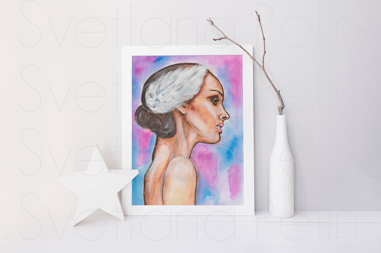 Natalie Portman, Black Swan, Ballerina, ORIGINAL Watercolor Painting, Artwork by Svetlana Pelin