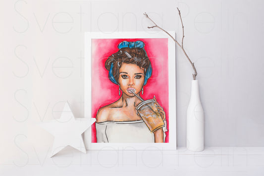 Selena Gomez, ORIGINAL Watercolor Painting, Artwork by Svetlana Pelin