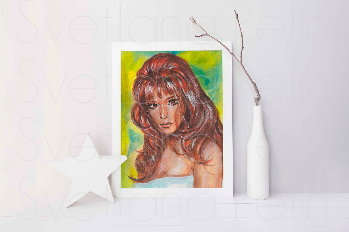 Mylène Farmer, ORIGINAL Watercolor Painting, Artwork by Svetlana Pelin