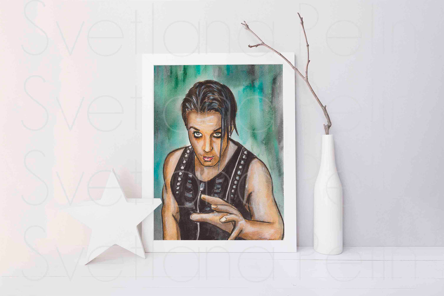 Till Lindemann, ORIGINAL Watercolor Painting, Artwork by Svetlana Pelin