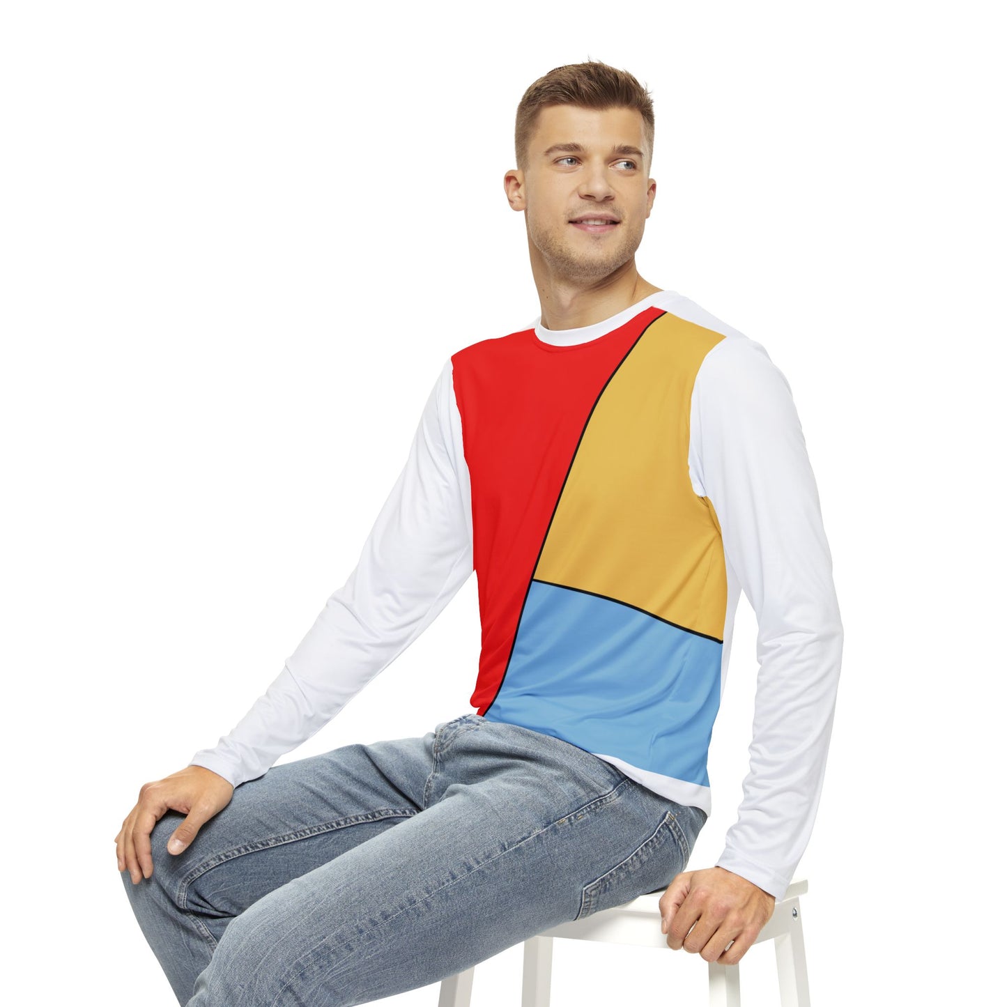 Red, Yellow, Blue, Men's Long Sleeve Shirt (AOP)