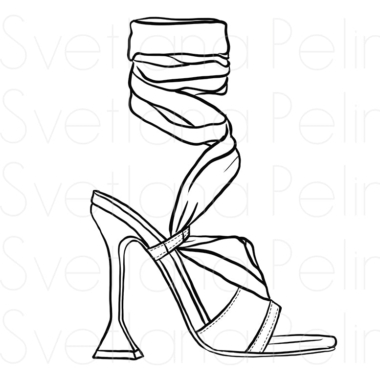 Sandals, Women's Shoes, Coloring Page, Printable Digital Files, INSTANT Download