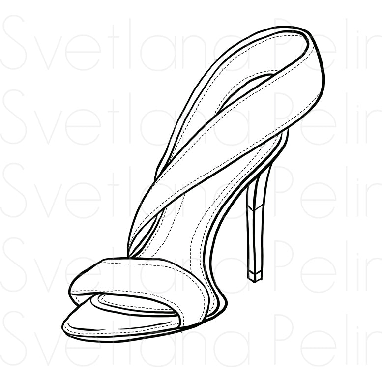 Sandals, Women's Shoes, Coloring Page, Printable Digital Files, INSTANT Download