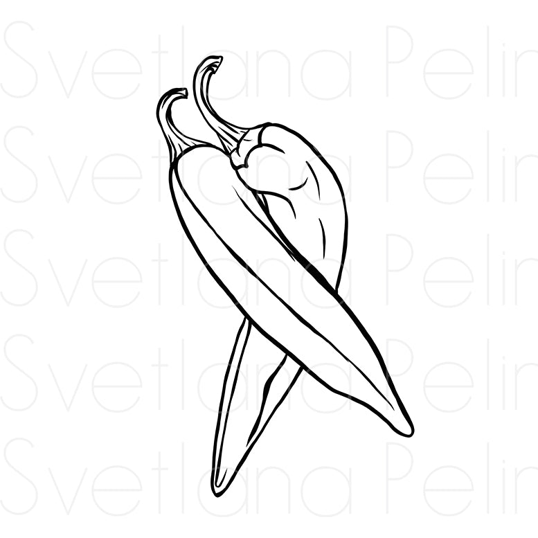 Chili peppers, Coloring Page, Printable Digital Files, INSTANT Download