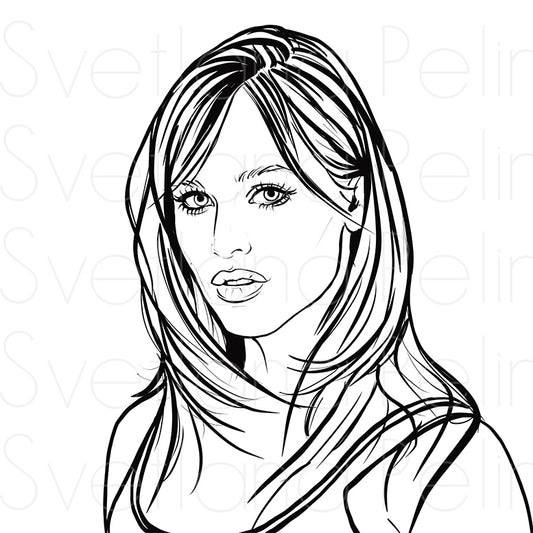 Jennifer Garner, Coloring Page, Printable Digital Files, INSTANT Download