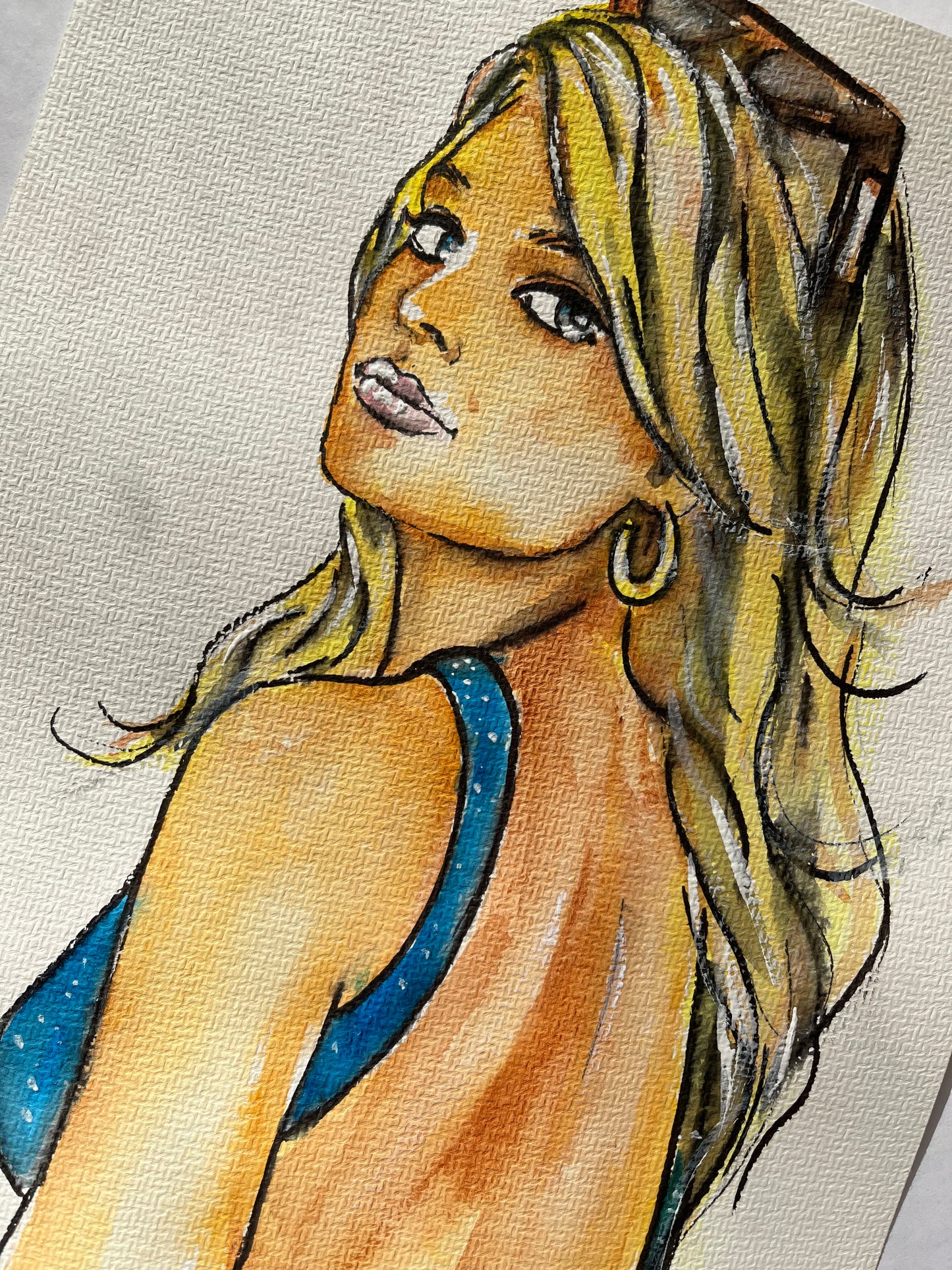 Margot Robbie, ORIGINAL Watercolor Painting, Artwork by Svetlana Pelin