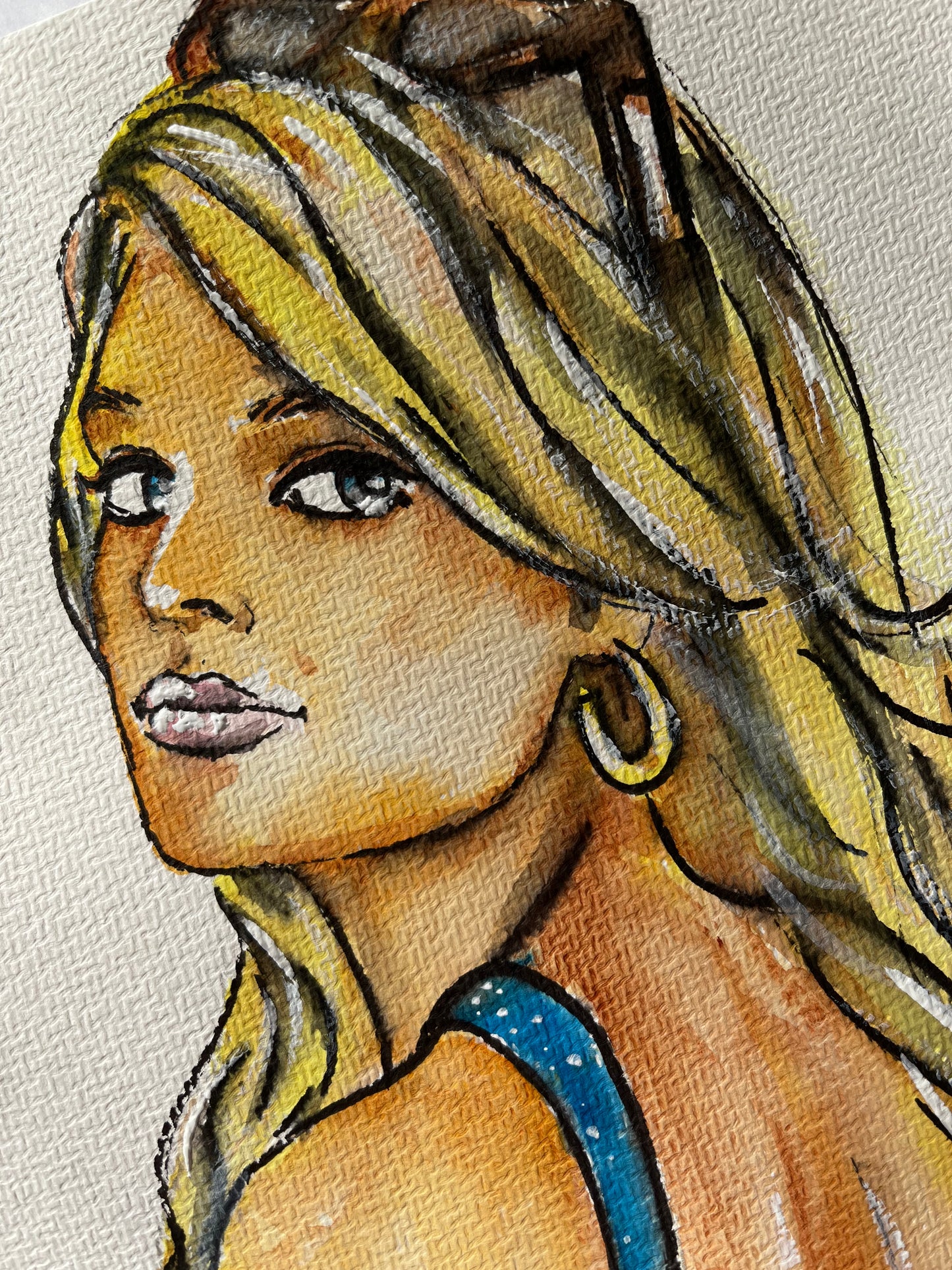 Margot Robbie, ORIGINAL Watercolor Painting, Artwork by Svetlana Pelin