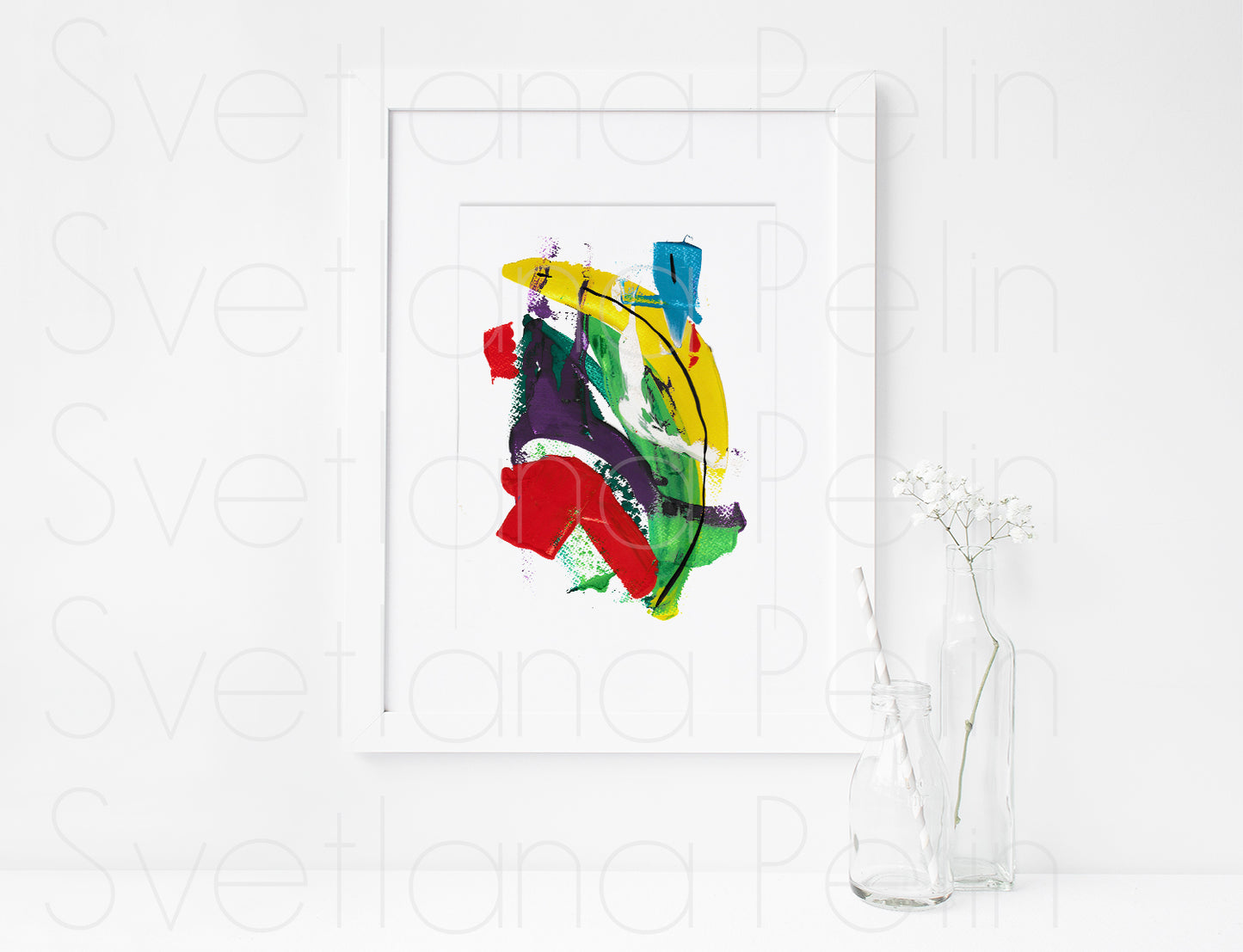 Modern Gouache Painting, Abstract Art, Wall Home Decor, INSTANT DOWNLOAD