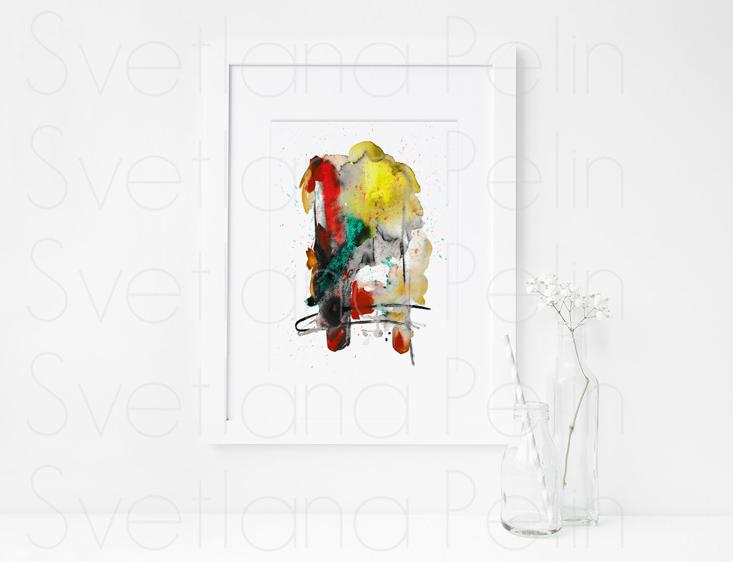 Modern Watercolor Painting, Abstract Art, Wall Home Decor, INSTANT DOWNLOAD