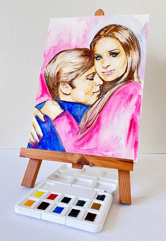 Barbra Streisand, Robert Redford, Katie and Hubbell, The Way We Were, ORIGINAL Watercolour Painting, Artwork by Svetlana Pelin