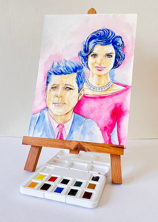 Jacqueline Kennedy, JFK, Jacqueline Bouvier Kennedy Onassis, the First Lady, President John F. Kennedy, ORIGINAL Watercolour Painting, Artwork by Svetlana Pelin