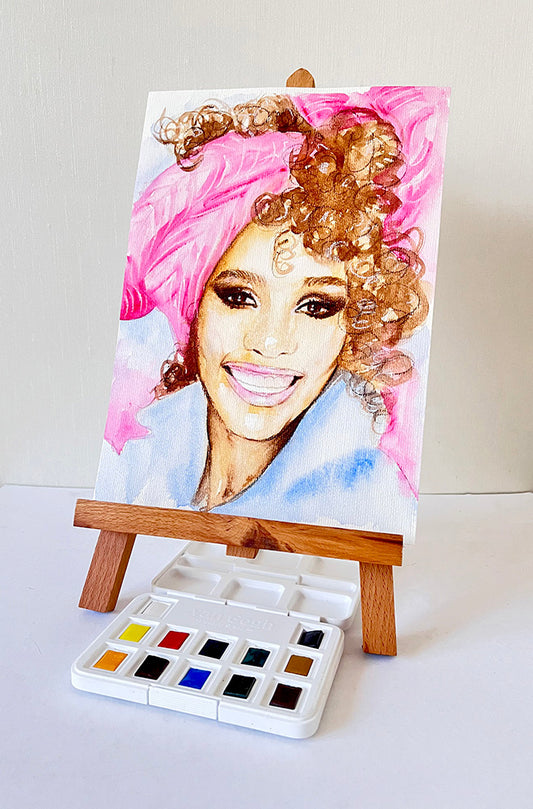 Whitney Houston, ORIGINAL Watercolour Painting, Artwork by Svetlana Pelin