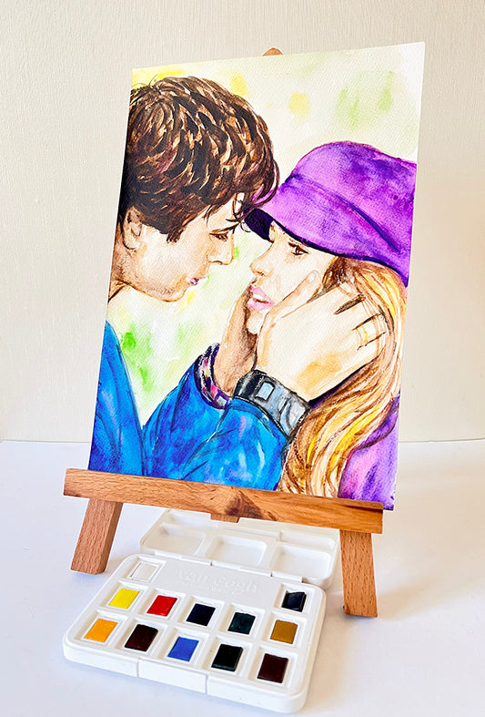 P.S. I Love You, Gerard Butler, Hilary Swank, ORIGINAL Watercolor Painting, Artwork by Svetlana Pelin