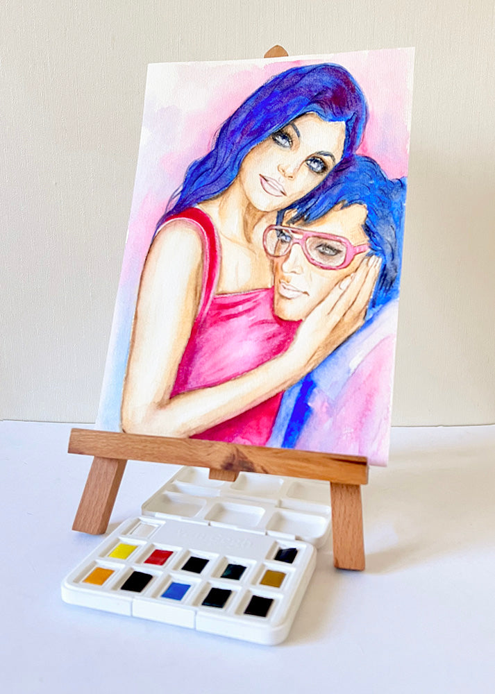 Elvis Presley & Priscilla, ORIGINAL Watercolour Painting, Artwork by Svetlana Pelin