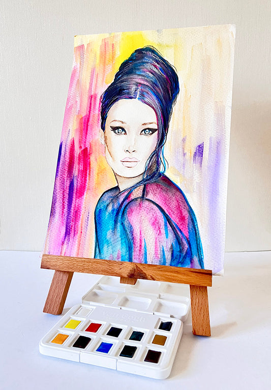 Carla Bruni, CBS, ORIGINAL Watercolor Painting, Artwork by Svetlana Pelin