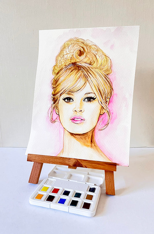 Brigitte Bardot, ORIGINAL Watercolor Painting, Artwork by Svetlana Pelin