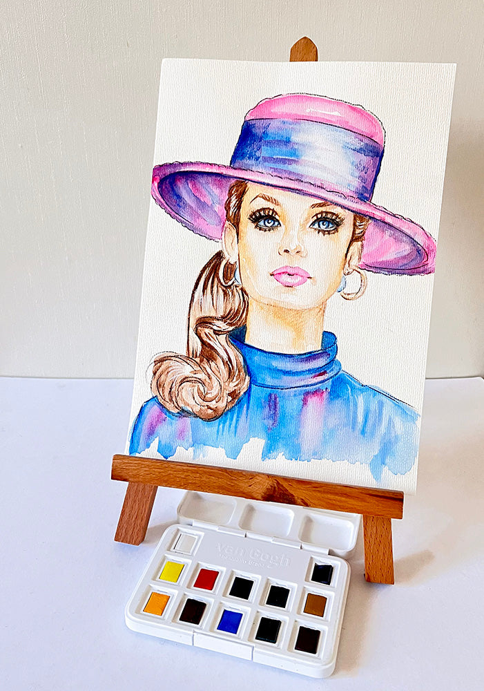 Jean Shrimpton, ORIGINAL Watercolour Painting, Artwork by Svetlana Pelin