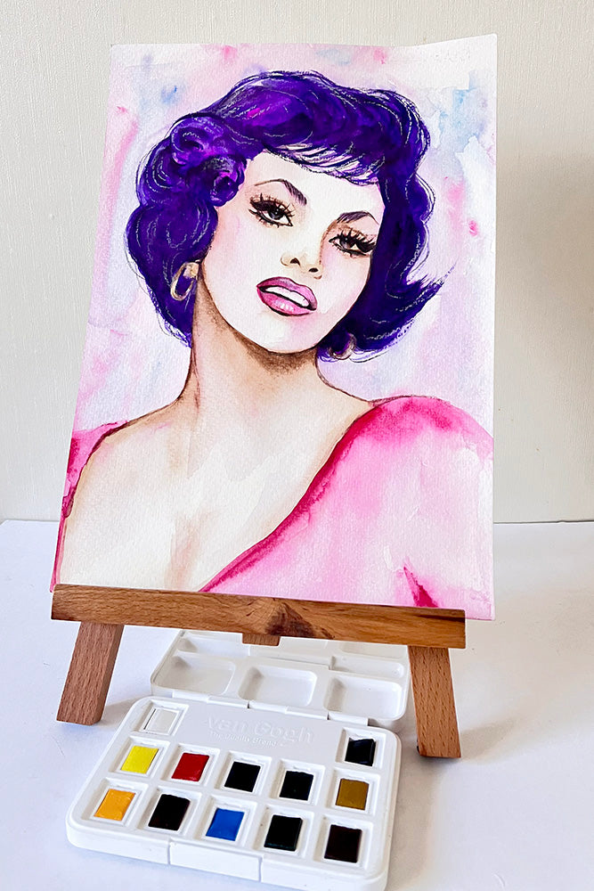 Gina Lollobrigida, ORIGINAL Watercolor Painting, Artwork by Svetlana Pelin