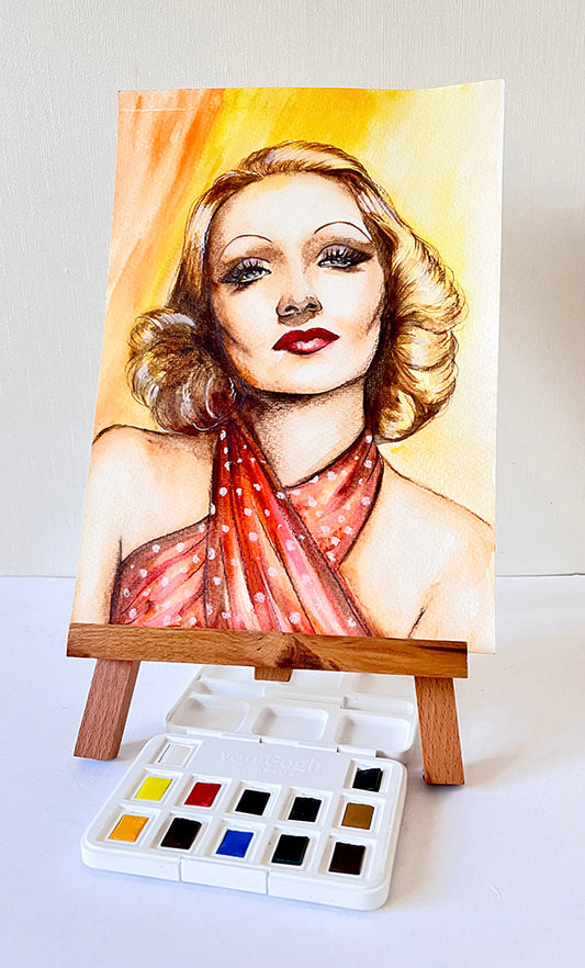 Marlene Dietrich, ORIGINAL Watercolor Painting, Artwork by Svetlana Pelin