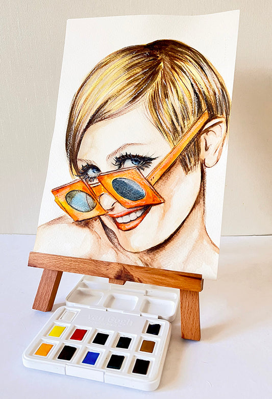 Twiggy, ORIGINAL Watercolor Painting, Artwork by Svetlana Pelin