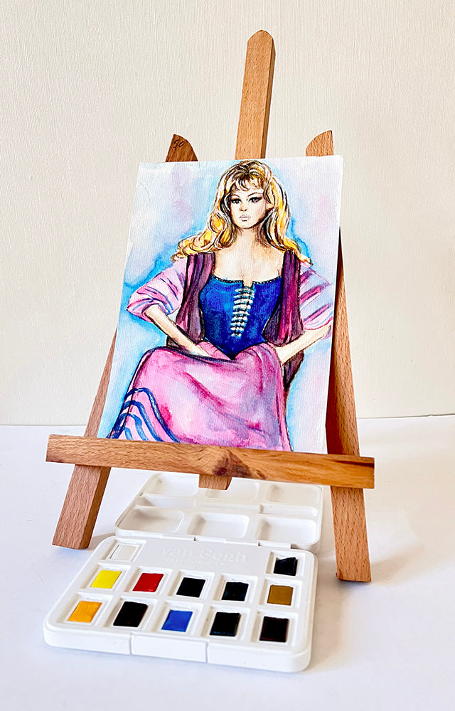 Michele Mercier, Angelique Marquise, ORIGINAL watercolor painting, Artwork by Svetlana Pelin