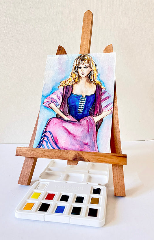 Michele Mercier, Angelique Marquise, ORIGINAL watercolor painting, Artwork by Svetlana Pelin