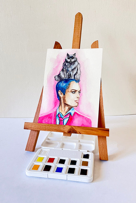 Jude Law, Cat, ORIGINAL watercolor painting, Artwork by Svetlana Pelin