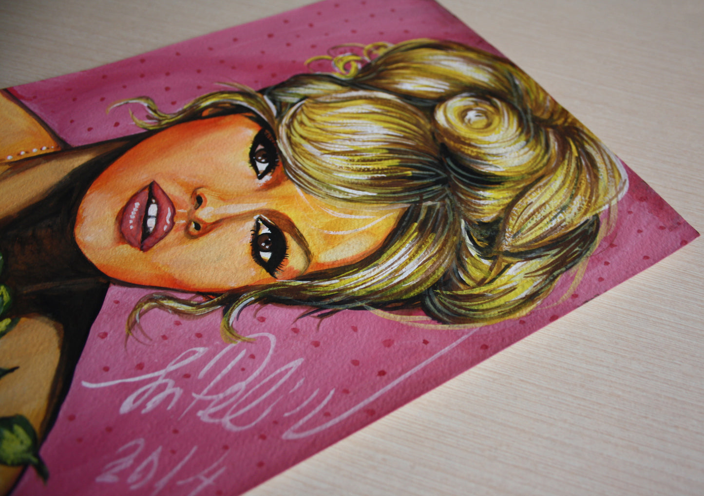 Brigitte Bardot, ORIGINAL Gouache Painting, Artwork by Svetlana Pelin