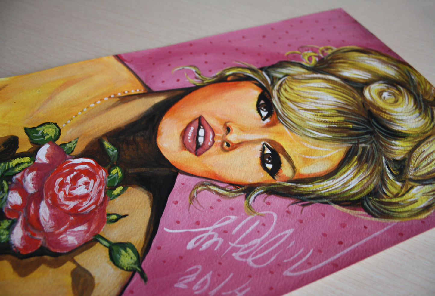 Brigitte Bardot, ORIGINAL Gouache Painting, Artwork by Svetlana Pelin