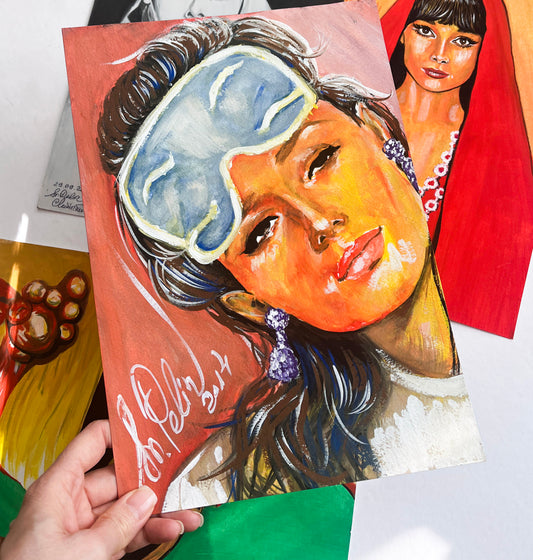 Audrey Hepburn, Breakfast at Tiffany's, ORIGINAL Gouache Painting, Artwork by Svetlana Pelin